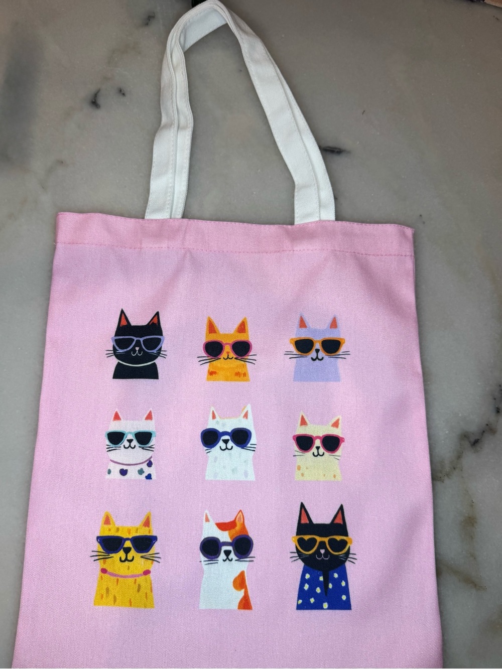 Pink Cat Pattern Canvas Tote Bag